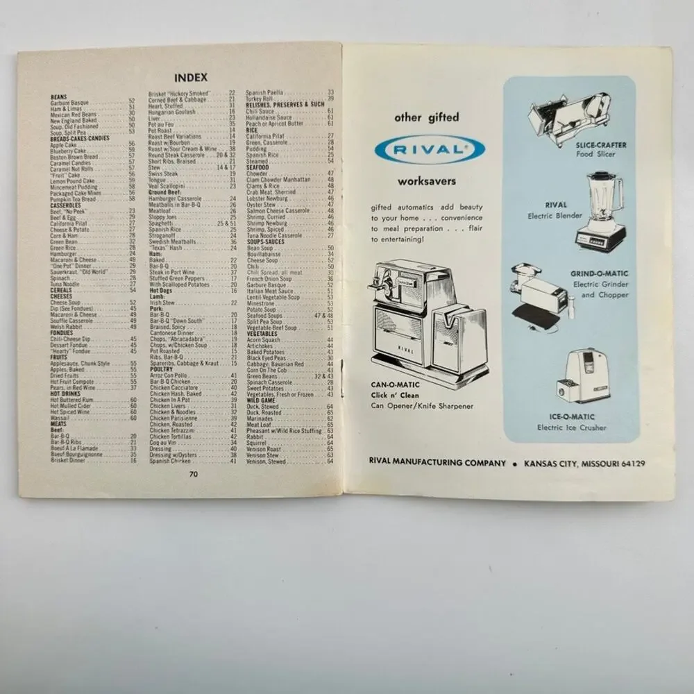 Vintage 1973 Rival CrockPot Cook Book 3100 3101 3102 3300 Recipes Manual 427-411